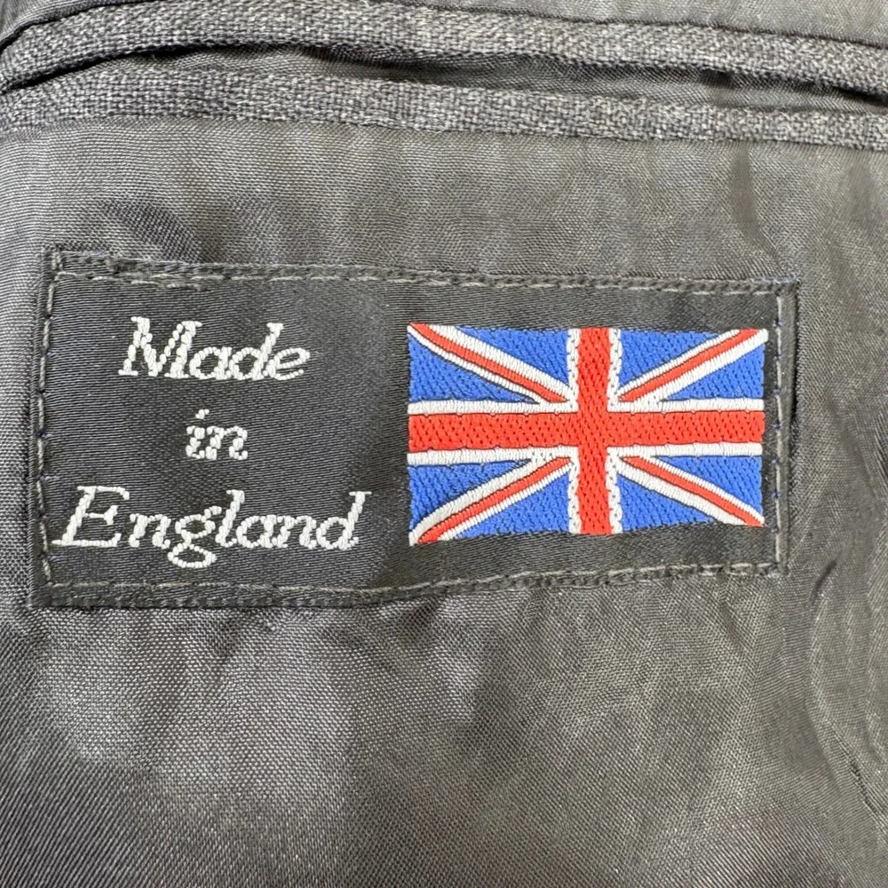 Alexandre of England Blazer 80s Vintage‎ 42R Gray Wool Made in England Jacket
